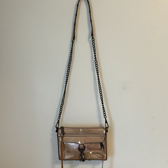Rebecca Minkoff Mini MAC Rose Gold mirrored CrossBody Bag chain strap - Picture 5 of 13